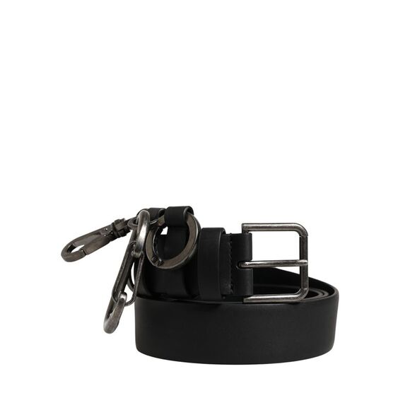 Dolce & Gabbana Black Calf Leather Silver Metal Buckle Men's Belt
